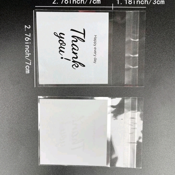 🔹️100 piece  clear "thank you" plastic gift wrapping giftbag 7 x 7cm✨️🤍 - Picture 3 of 3
